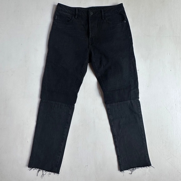 Helmut Lang High Rise Crop Slim Vintage Black Patchwork Jeans - Picture 2 of 11